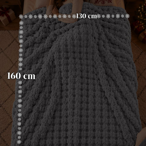 Soft and Cozy Blanket and Slipper Set | Soft Throw 130x160 cm, One-Size Slippers, 4 Colors