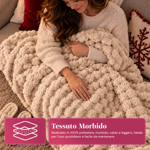 Soft and Cozy Blanket and Slipper Set | Soft Throw 130x160 cm, One-Size Slippers, 4 Colors