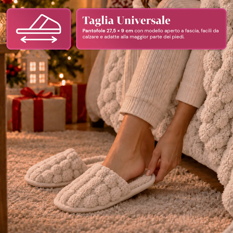 Soft and Cozy Blanket and Slipper Set | Soft Throw 130x160 cm, One-Size Slippers, 4 Colors