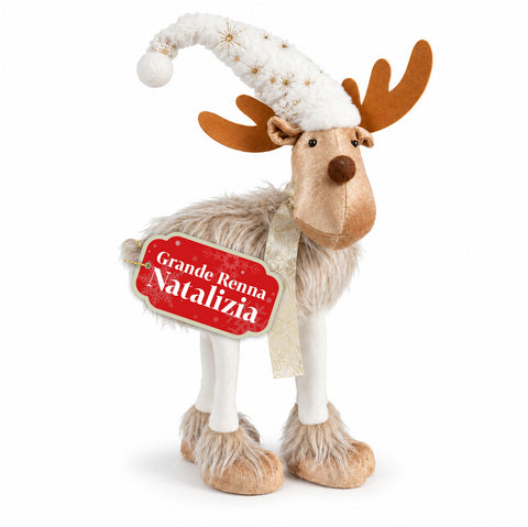 Large Christmas Reindeer 63 cm in Soft Plush – Christmas Decoration with Weighted Legs | 4 Colors