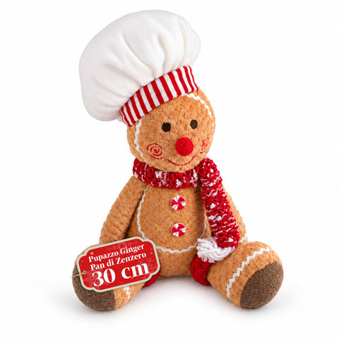 Plush Gingerbread Man 30 and 40 cm – Christmas Decoration with Chef's Hat or Christmas Cap