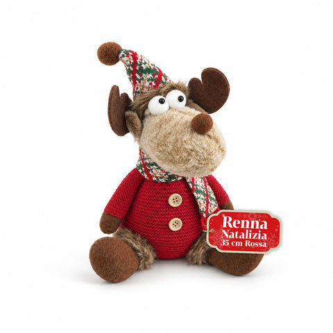 Decorative Polyester Christmas Reindeer - Christmas Ornament with Sand-Filled Base, Cute Design, 4 Style Variants, 2 Sizes: 35 and 50 cm
