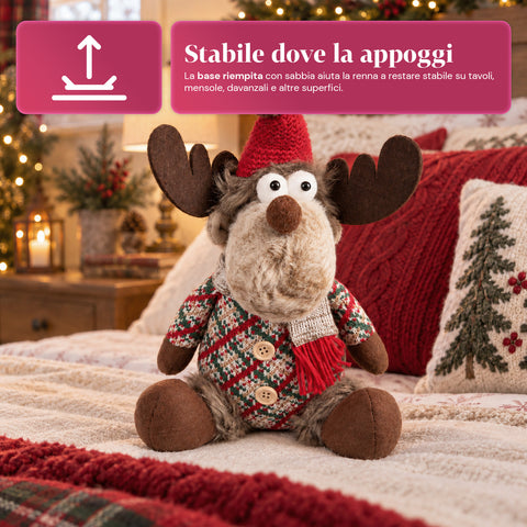 Decorative Polyester Christmas Reindeer - Christmas Ornament with Sand-Filled Base, Cute Design, 4 Style Variants, 2 Sizes: 35 and 50 cm