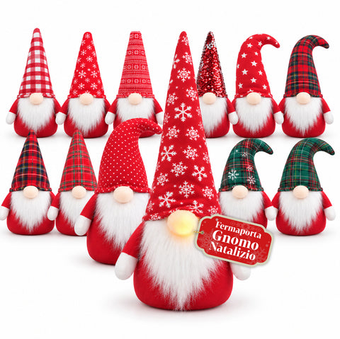 60 cm Christmas Gnome Doorstop with LED Nose, 3 Light Modes, Filled with 1 kg of Sand, Soft Polyester - Bindbox