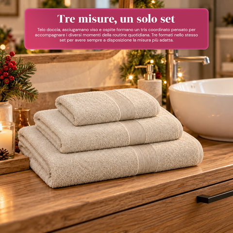 Set of 3 100% Cotton Towels - Bathroom Set with 90x140 Bath Sheet, 60x100 Towel and 40x60 Guest Towel, Soft and Absorbent, 6 Colors