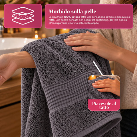 Set of 3 100% Cotton Towels - Bathroom Set with 90x140 Bath Sheet, 60x100 Towel and 40x60 Guest Towel, Soft and Absorbent, 6 Colors