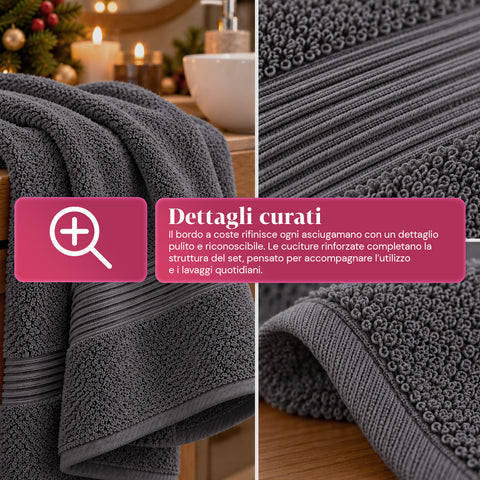 Set of 3 100% Cotton Towels - Bathroom Set with 90x140 Bath Sheet, 60x100 Towel and 40x60 Guest Towel, Soft and Absorbent, 6 Colors