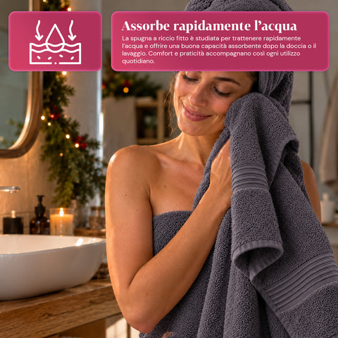 Set of 3 100% Cotton Towels - Bathroom Set with 90x140 Bath Sheet, 60x100 Towel and 40x60 Guest Towel, Soft and Absorbent, 6 Colors
