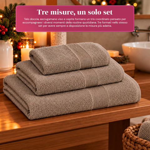Set of 3 100% Cotton Towels - Bathroom Set with 90x140 Bath Sheet, 60x100 Towel and 40x60 Guest Towel, Soft and Absorbent, 6 Colors