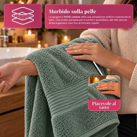 Set of 3 100% Cotton Towels - Bathroom Set with 90x140 Bath Sheet, 60x100 Towel and 40x60 Guest Towel, Soft and Absorbent, 6 Colors