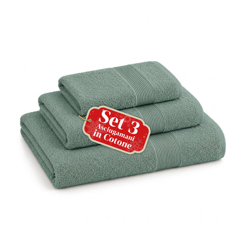 Set of 3 100% Cotton Towels - Bathroom Set with 90x140 Bath Sheet, 60x100 Towel and 40x60 Guest Towel, Soft and Absorbent, 6 Colors