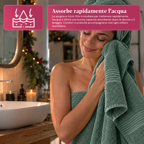 Set of 3 100% Cotton Towels - Bathroom Set with 90x140 Bath Sheet, 60x100 Towel and 40x60 Guest Towel, Soft and Absorbent, 6 Colors