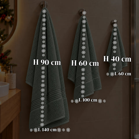 Set of 3 100% Cotton Towels - Bathroom Set with 90x140 Bath Sheet, 60x100 Towel and 40x60 Guest Towel, Soft and Absorbent, 6 Colors