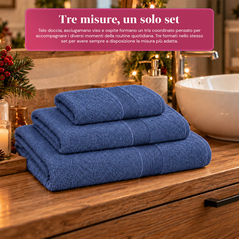Set of 3 100% Cotton Towels - Bathroom Set with 90x140 Bath Sheet, 60x100 Towel and 40x60 Guest Towel, Soft and Absorbent, 6 Colors