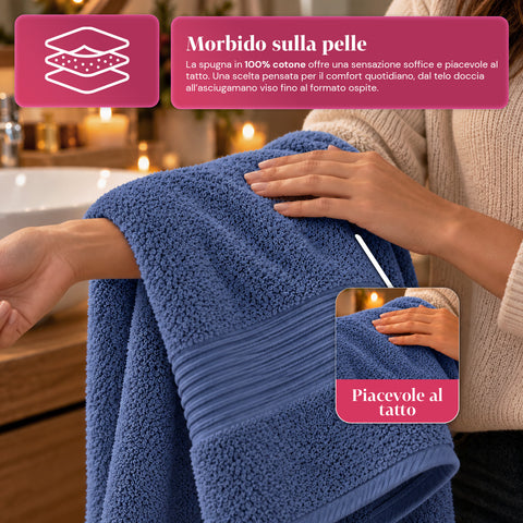 Set of 3 100% Cotton Towels - Bathroom Set with 90x140 Bath Sheet, 60x100 Towel and 40x60 Guest Towel, Soft and Absorbent, 6 Colors