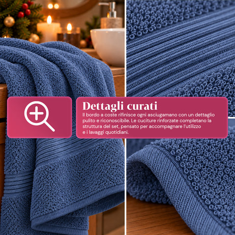 Set of 3 100% Cotton Towels - Bathroom Set with 90x140 Bath Sheet, 60x100 Towel and 40x60 Guest Towel, Soft and Absorbent, 6 Colors