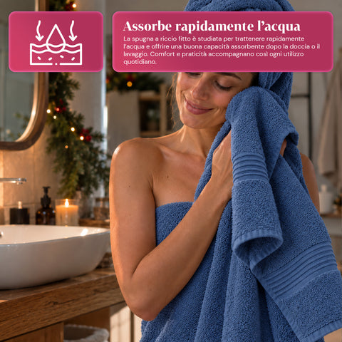 Set of 3 100% Cotton Towels - Bathroom Set with 90x140 Bath Sheet, 60x100 Towel and 40x60 Guest Towel, Soft and Absorbent, 6 Colors