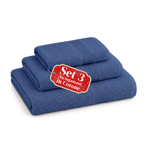 Set of 3 100% Cotton Towels - Bathroom Set with 90x140 Bath Sheet, 60x100 Towel and 40x60 Guest Towel, Soft and Absorbent, 6 Colors