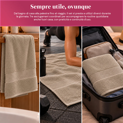 Set of 3 100% Cotton Towels - Bathroom Set with 90x140 Bath Sheet, 60x100 Towel and 40x60 Guest Towel, Soft and Absorbent, 6 Colors