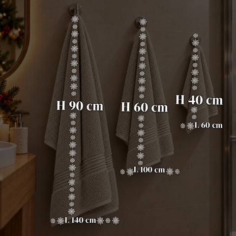 Set of 3 100% Cotton Towels - Bathroom Set with 90x140 Bath Sheet, 60x100 Towel and 40x60 Guest Towel, Soft and Absorbent, 6 Colors