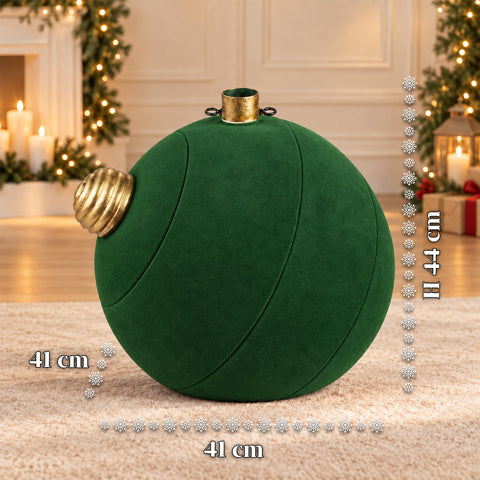 Giant Ball-Shaped Christmas Tree Base with Velvet Effect 41x41x44 cm for Trees up to 180 cm - Base Cover with Ø 4 cm Attachment, Burgundy Red or Green