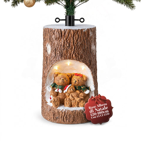 Christmas Tree Trunk Base with Animated LEDs and 3D Characters for Trees up to 180 cm - Iron and Magnesium Base Cover with Ø 4 cm Attachment