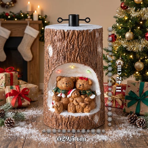Christmas Tree Trunk Base with Animated LEDs and 3D Characters for Trees up to 180 cm - Iron and Magnesium Base Cover with Ø 4 cm Attachment