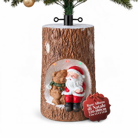 Christmas Tree Trunk Base with Animated LEDs and 3D Characters for Trees up to 180 cm - Iron and Magnesium Base Cover with Ø 4 cm Attachment
