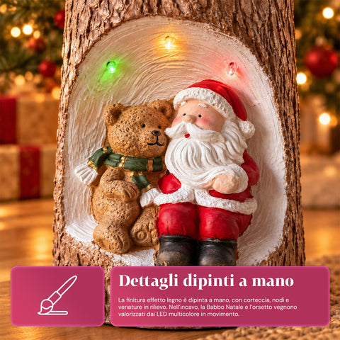 Christmas Tree Trunk Base with Animated LEDs and 3D Characters for Trees up to 180 cm - Iron and Magnesium Base Cover with Ø 4 cm Attachment