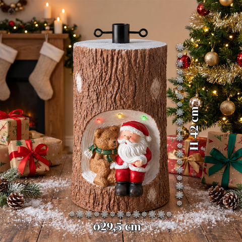 Christmas Tree Trunk Base with Animated LEDs and 3D Characters for Trees up to 180 cm - Iron and Magnesium Base Cover with Ø 4 cm Attachment