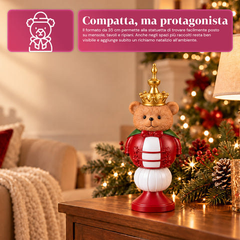 35 cm Resin Christmas Figurine, Christmas Decoration with Santa Claus, Nutcracker Soldier and Teddy Bear, Red or White, Indoor and Outdoor