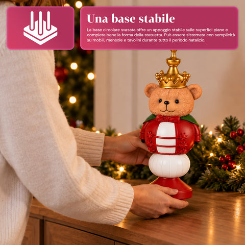 35 cm Resin Christmas Figurine, Christmas Decoration with Santa Claus, Nutcracker Soldier and Teddy Bear, Red or White, Indoor and Outdoor