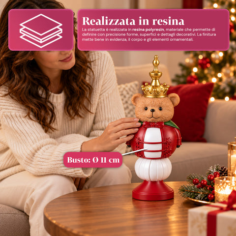 35 cm Resin Christmas Figurine, Christmas Decoration with Santa Claus, Nutcracker Soldier and Teddy Bear, Red or White, Indoor and Outdoor