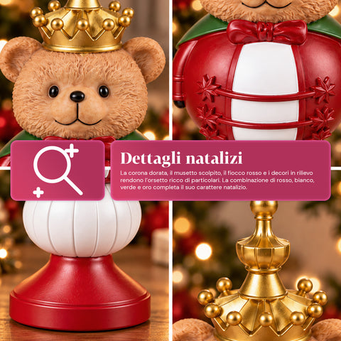 35 cm Resin Christmas Figurine, Christmas Decoration with Santa Claus, Nutcracker Soldier and Teddy Bear, Red or White, Indoor and Outdoor