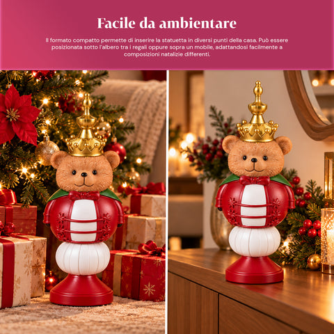 35 cm Resin Christmas Figurine, Christmas Decoration with Santa Claus, Nutcracker Soldier and Teddy Bear, Red or White, Indoor and Outdoor