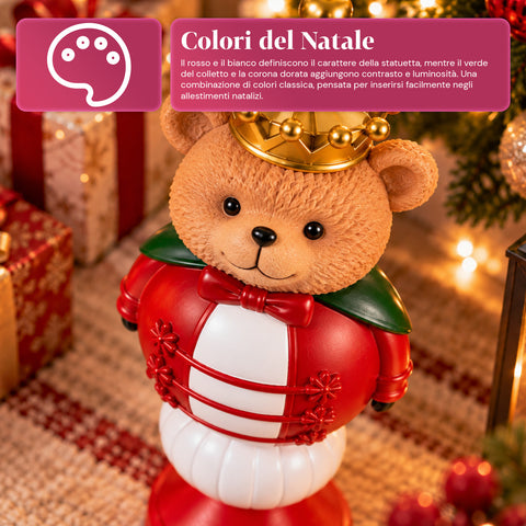 35 cm Resin Christmas Figurine, Christmas Decoration with Santa Claus, Nutcracker Soldier and Teddy Bear, Red or White, Indoor and Outdoor