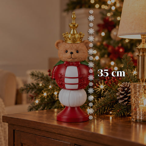 35 cm Resin Christmas Figurine, Christmas Decoration with Santa Claus, Nutcracker Soldier and Teddy Bear, Red or White, Indoor and Outdoor