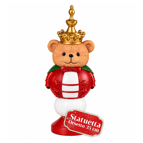 35 cm Resin Christmas Figurine, Christmas Decoration with Santa Claus, Nutcracker Soldier and Teddy Bear, Red or White, Indoor and Outdoor