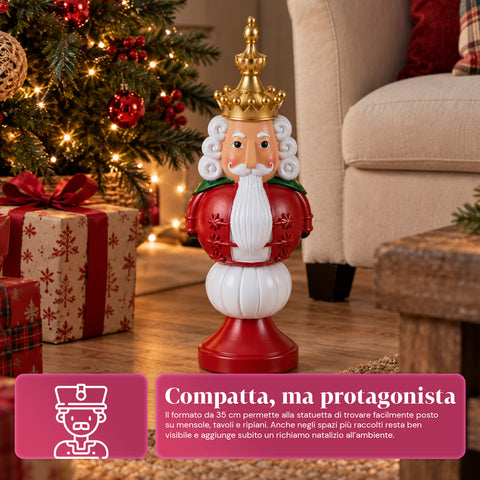 35 cm Resin Christmas Figurine, Christmas Decoration with Santa Claus, Nutcracker Soldier and Teddy Bear, Red or White, Indoor and Outdoor
