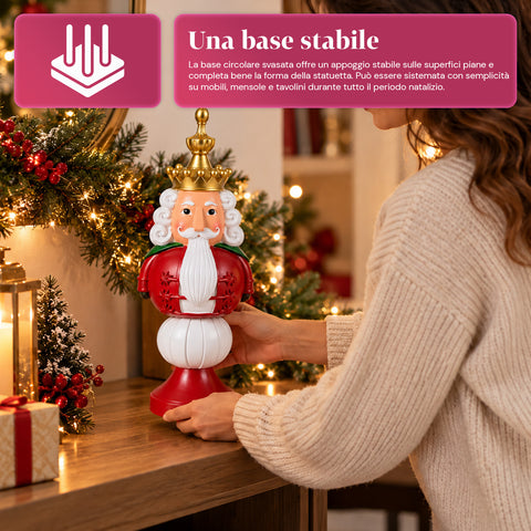 35 cm Resin Christmas Figurine, Christmas Decoration with Santa Claus, Nutcracker Soldier and Teddy Bear, Red or White, Indoor and Outdoor