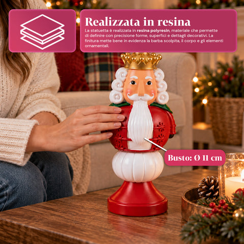 35 cm Resin Christmas Figurine, Christmas Decoration with Santa Claus, Nutcracker Soldier and Teddy Bear, Red or White, Indoor and Outdoor