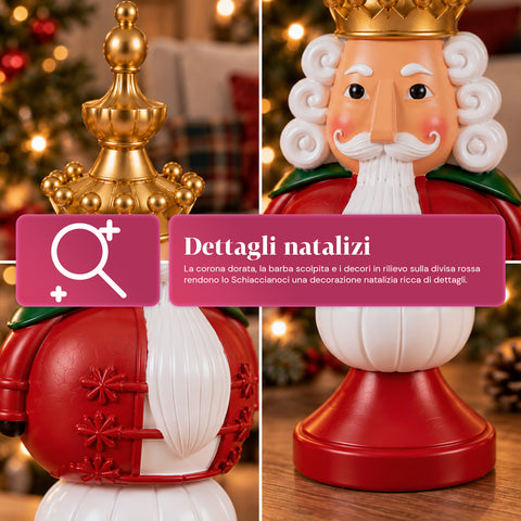 35 cm Resin Christmas Figurine, Christmas Decoration with Santa Claus, Nutcracker Soldier and Teddy Bear, Red or White, Indoor and Outdoor