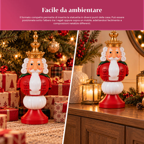 35 cm Resin Christmas Figurine, Christmas Decoration with Santa Claus, Nutcracker Soldier and Teddy Bear, Red or White, Indoor and Outdoor