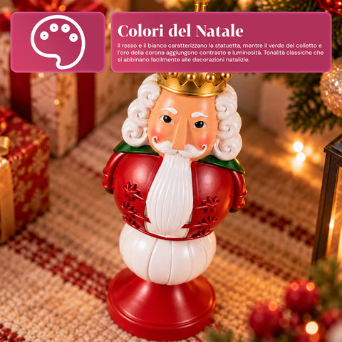 35 cm Resin Christmas Figurine, Christmas Decoration with Santa Claus, Nutcracker Soldier and Teddy Bear, Red or White, Indoor and Outdoor
