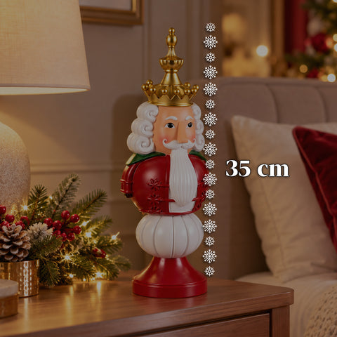 35 cm Resin Christmas Figurine, Christmas Decoration with Santa Claus, Nutcracker Soldier and Teddy Bear, Red or White, Indoor and Outdoor