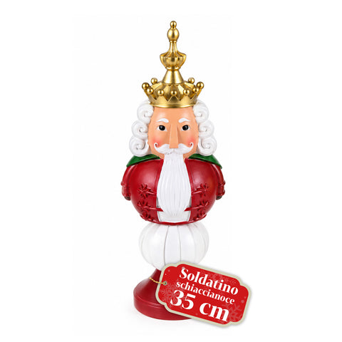 35 cm Resin Christmas Figurine, Christmas Decoration with Santa Claus, Nutcracker Soldier and Teddy Bear, Red or White, Indoor and Outdoor