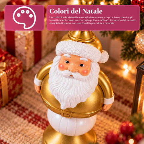 35 cm Resin Christmas Figurine, Christmas Decoration with Santa Claus, Nutcracker Soldier and Teddy Bear, Red or White, Indoor and Outdoor