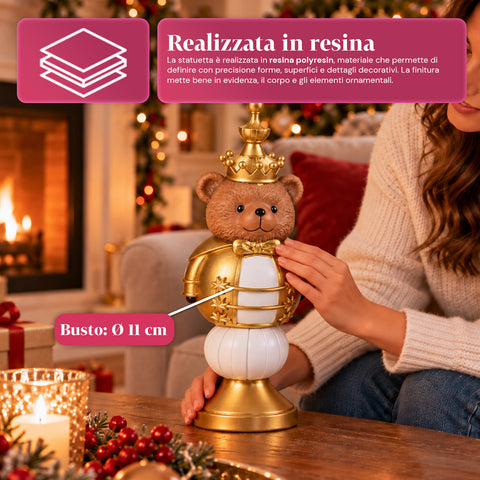 35 cm Resin Christmas Figurine, Christmas Decoration with Santa Claus, Nutcracker Soldier and Teddy Bear, Red or White, Indoor and Outdoor