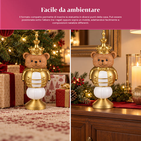 35 cm Resin Christmas Figurine, Christmas Decoration with Santa Claus, Nutcracker Soldier and Teddy Bear, Red or White, Indoor and Outdoor