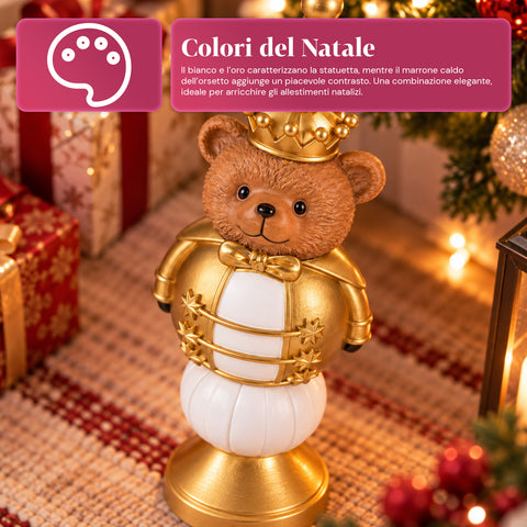 35 cm Resin Christmas Figurine, Christmas Decoration with Santa Claus, Nutcracker Soldier and Teddy Bear, Red or White, Indoor and Outdoor
